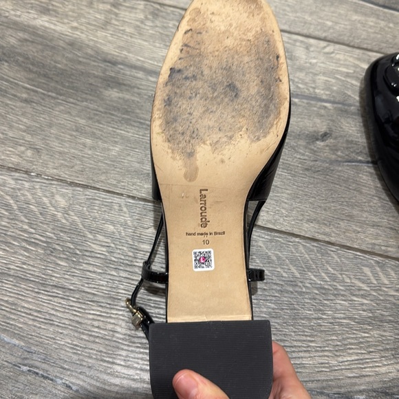 • Larroude • Women’s Block Heel Square Toe Heels Patent Black Leather 10 - Picture 5 of 5